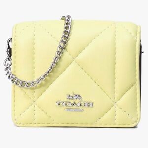 Coach Quilted Mini Crossbody in Pastel Yellow with Silver Chain